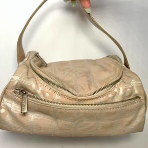 Early 2000s Authentic Tan/Brown Chanel Travel Monogram Purse with CC Detailing